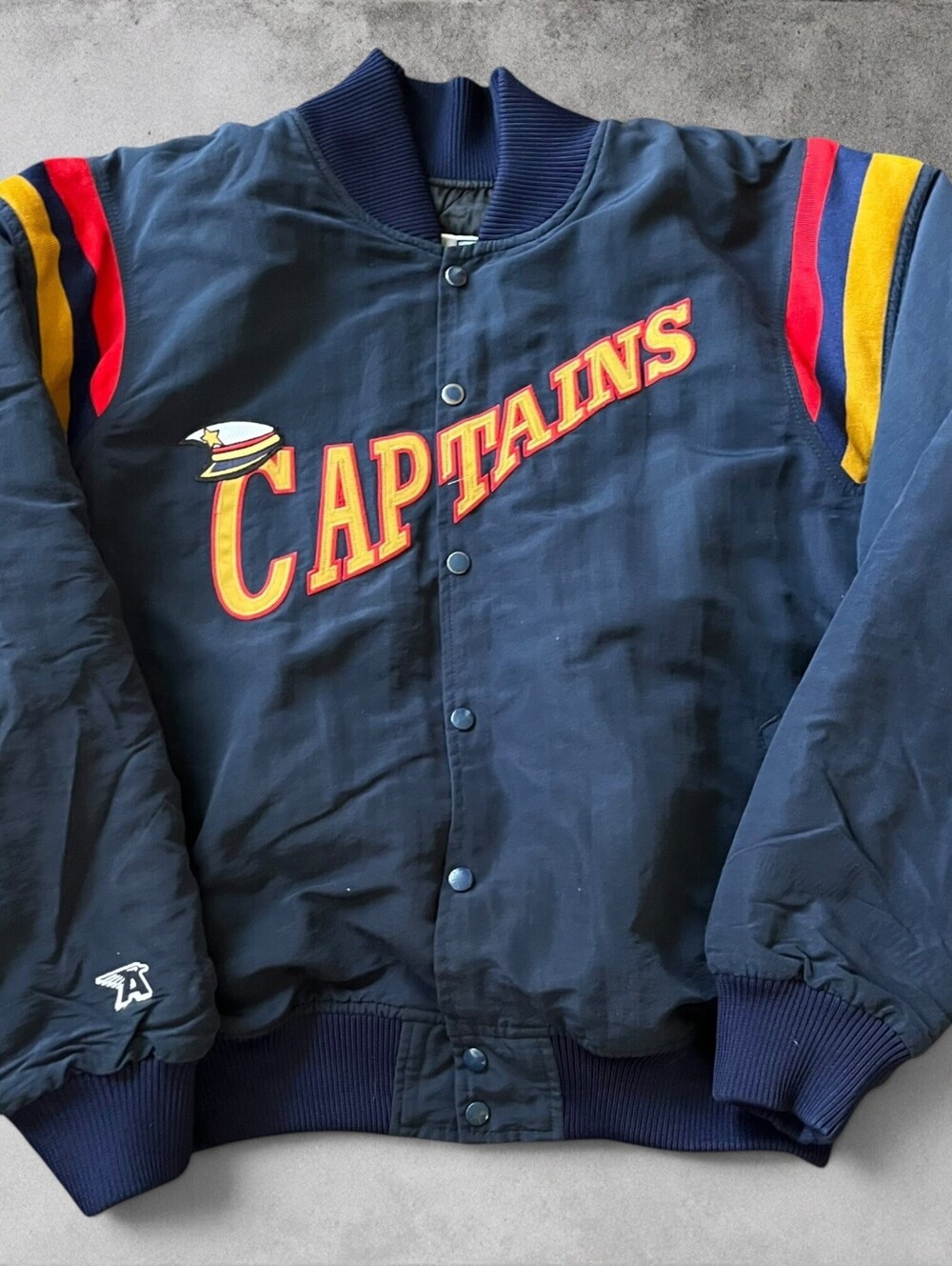 Vintage 90s Lake County Captains AIS Bomber Jacket XXL MiLB Baseball Pro Worn